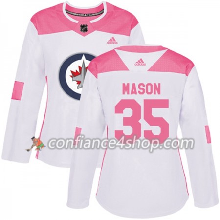 Adidas Maillot de Hockey Winnipeg Jets Steve Mason 35 2017-2018 Blanc Rose Fashion Authentic - Femme